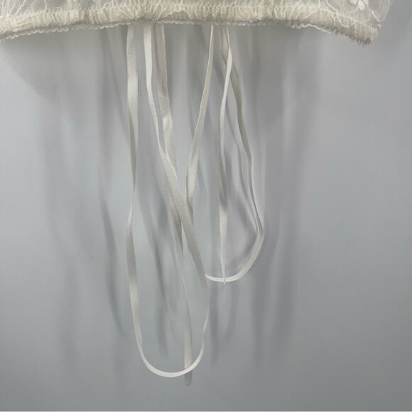 AERIE Bralette Size Medium Lace Embroidered Longline Bra Corset Cream Flower NWT - Picture 9 of 13